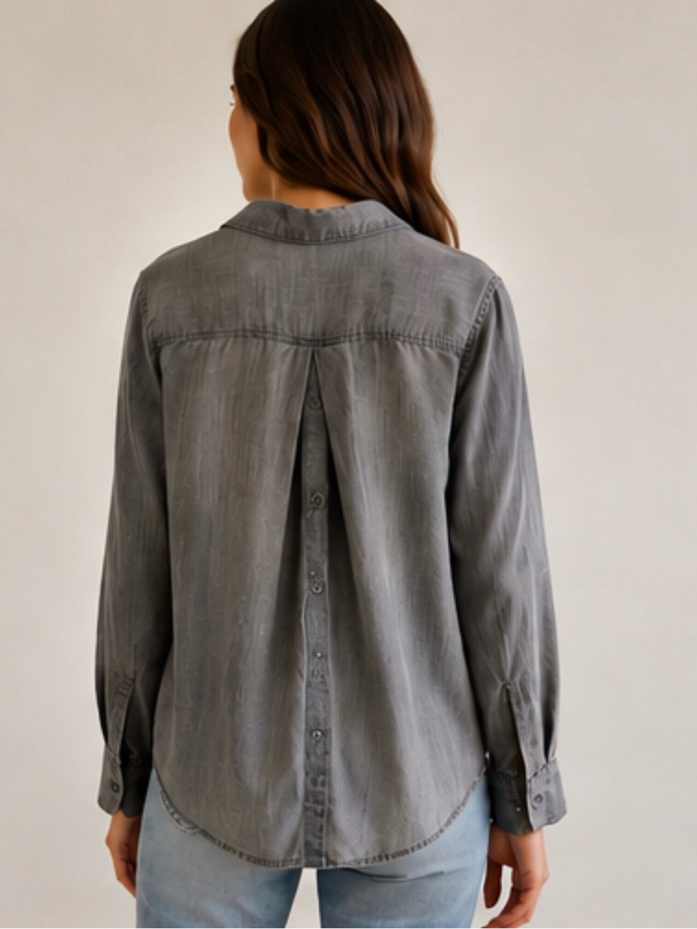 Cloth & Stone by Anthropologie Button Down Charcoal Blouse - Picture 4 of 7